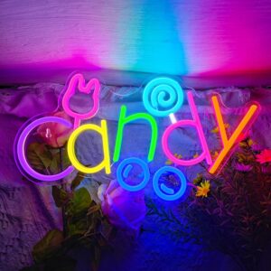 Cute Candy Bunny Neon Sign – Bright, colorful LED wall light with sweet bunny & candy design, ideal for bedroom, playroom, or dessert shop decor.