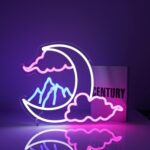 Cloud Moon Mountain Neon Sign – LED wall decor with soft glow, perfect for bedroom, party, or club ambiance lighting. USB powered, ideal gift for birthdays or holidays.