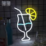 Cocktails neon LED sign with dimmable USB power, perfect for bar walls, parties, bistros, or man caves—an ideal aesthetic gift for drink lovers and home decor.