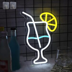 Cocktails neon LED sign with dimmable USB power, perfect for bar walls, parties, bistros, or man caves—an ideal aesthetic gift for drink lovers and home decor.