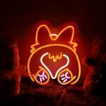 Cute Corgi Neon Sign – USB-powered dimmable LED light for bedroom or home wall décor, perfect birthday gift for corgi lovers.