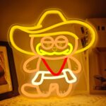 Cowboy Cat Neon Sign for Wall – Dimmable LED Cartoon Cat Light, Perfect for Bedroom, Game Room, or Cowboy-Themed Party Decor