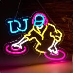 DJ-themed neon LED sign with USB power and adjustable brightness—perfect for boys’ rooms, teen decor, or as a fun gift for music lovers and party setups.