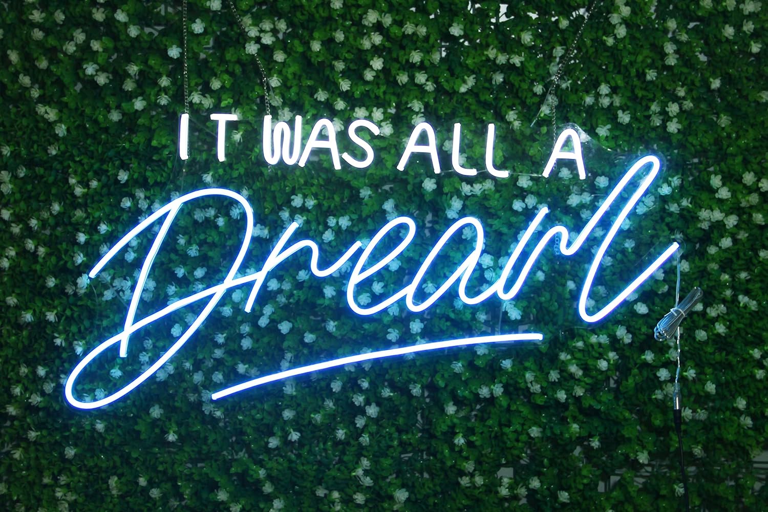"It Was All A Dream" pink LED neon sign – stylish and dreamy lighting perfect for bedroom wall decor, bars, or aesthetic room setups.