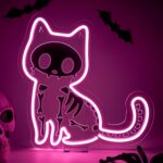 Electric Shock Cat neon sign – 16.5" x 11.8", pink kitten-shaped LED wall light, perfect for pet salons, clinics, or cat-themed room decor.