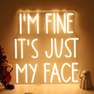 I'm Fine It's Just My Face Neon Sign, LED Neon Light Sign for Wall Decor, Funny Neon Signs for Bedroom, Bar, Game Room, Man Cave, Office, Cool Aesthetic Wall Art for Party, Home Décor