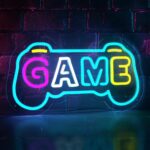 Gamepad-shaped neon LED sign for gamer room decor, USB-powered and perfect for teen boys, kids, or men. A cool gaming gift and wall accessory for bedrooms or setups.