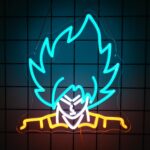 Bold Japanese anime-style Monkey Warrior LED neon sign in blue, perfect for male anime fans, game rooms, and gift decor.
