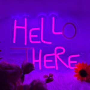 Hello There LED Neon Sign – USB-powered light-up sign for wall decor in bar, hotel, café, VIP room, or home.