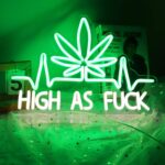 Leaf Weed Neon Sign – Green 16"x12" LED neon light for wall decor in bedrooms, bars, or game rooms; USB powered and dimmable for a chill, aesthetic vibe.