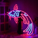 Koi Fish Neon Sign – Red and Blue Japanese Koi Carp LED Wall Light for Bar, Restaurant, Office, or Living Room Decor | 17"x9.5" USB-Powered Dimmable Lucky Fish Neon Sign