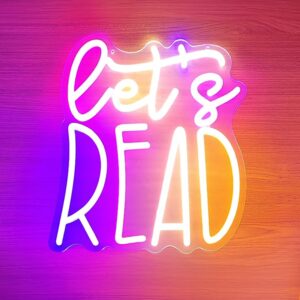 Let’s Read Neon Sign for Kids Room, Purple-Pink Gradient LED Light for Reading Corners, Classrooms, Libraries, and Study Room Decor