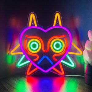 Majora's Mask Neon Sign – Colorful LED Wall Decor for Game Rooms, Bedrooms, or Gaming Setups | USB-Powered Light for Zelda Fans | Unique Gamer Gift and Room Aesthetic Piece