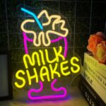 Milkshake Neon Sign – Colorful LED Ice Cream Light-Up Wall Decor for Dessert Shops, Restaurants, and Bars | USB-Powered Neon Sign for Sweet Drink Lovers