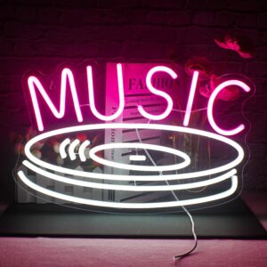 Music Record Neon Sign – LED vinyl-inspired wall light for bedrooms, studios, or record shop decor.