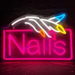 Vibrant pink Nail neon sign with USB power, dimmable brightness, and easy wall mounting for salon or beauty bar decor.