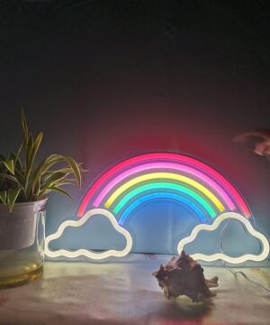 Rainbow Neon Sign – USB Powered LED Wall Light with Acrylic Backing, Hanging or Standing Neon Night Light for Bedroom, Home Bar, Window Display, Pub, and Room Décor