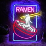 16.5-inch wide Ramen neon sign with LED glow—fun wall light for kitchens, bars, restaurants, or foodie-themed décor.
