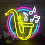 Saxophone Neon Sign – Jazz-themed LED wall light for music lovers, perfect for bar or bedroom decor.