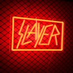 Slayer LED Neon Sign with dimmable brightness and USB power, perfect for man caves, game rooms, bars, or bedroom wall decor (13" x 7").