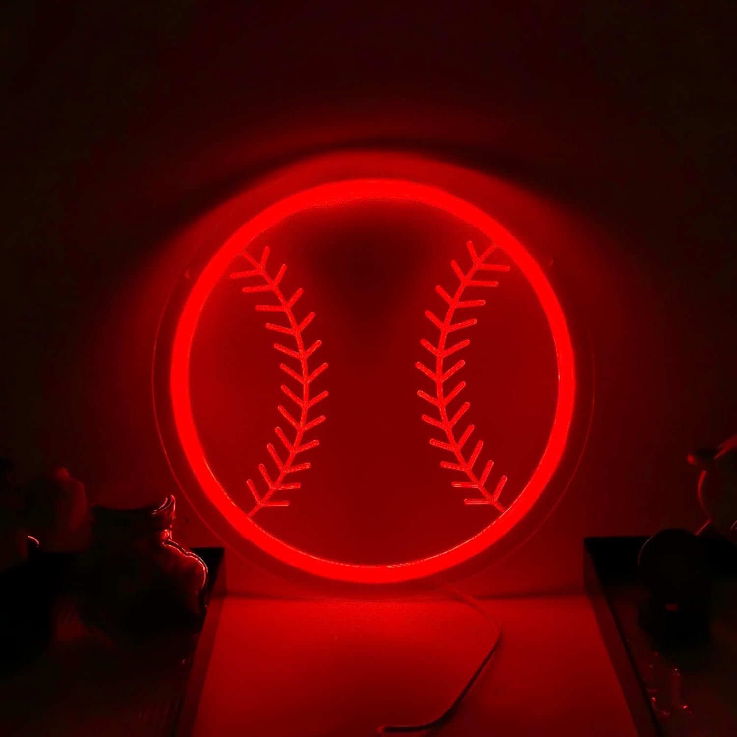 Glowing soccer-themed LED neon sign for boys' bedroom or sports party, featuring a bright ball design on clear acrylic.