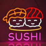 Sushi Neon Sign 12.6" x 16.1", Japanese-style LED wall light for kitchen, sushi shop, or food truck décor.