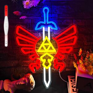 15.7x10.6-inch sword neon sign—bold LED wall light for gamers, streamers, and fantasy-themed room decor.