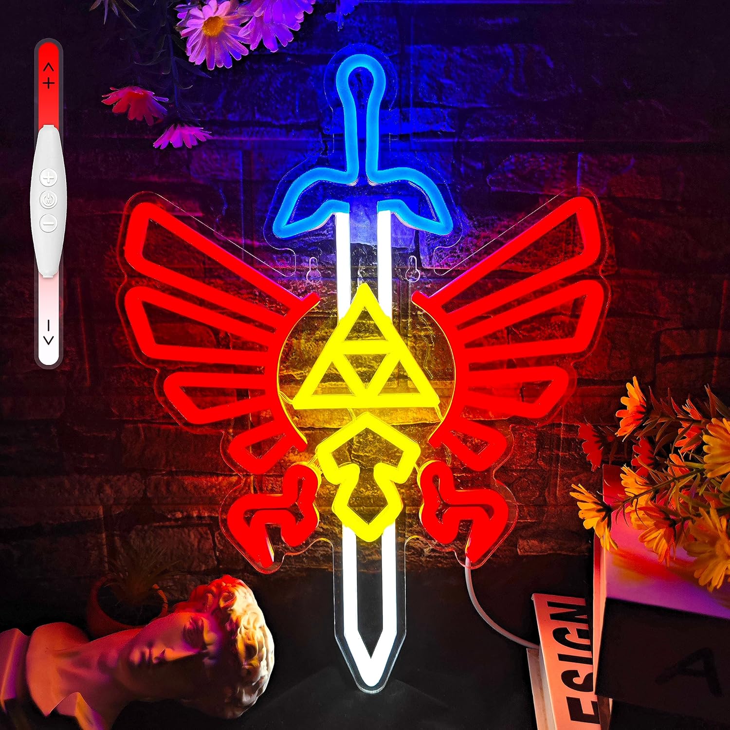 15.7x10.6-inch sword neon sign—bold LED wall light for gamers, streamers, and fantasy-themed room decor.