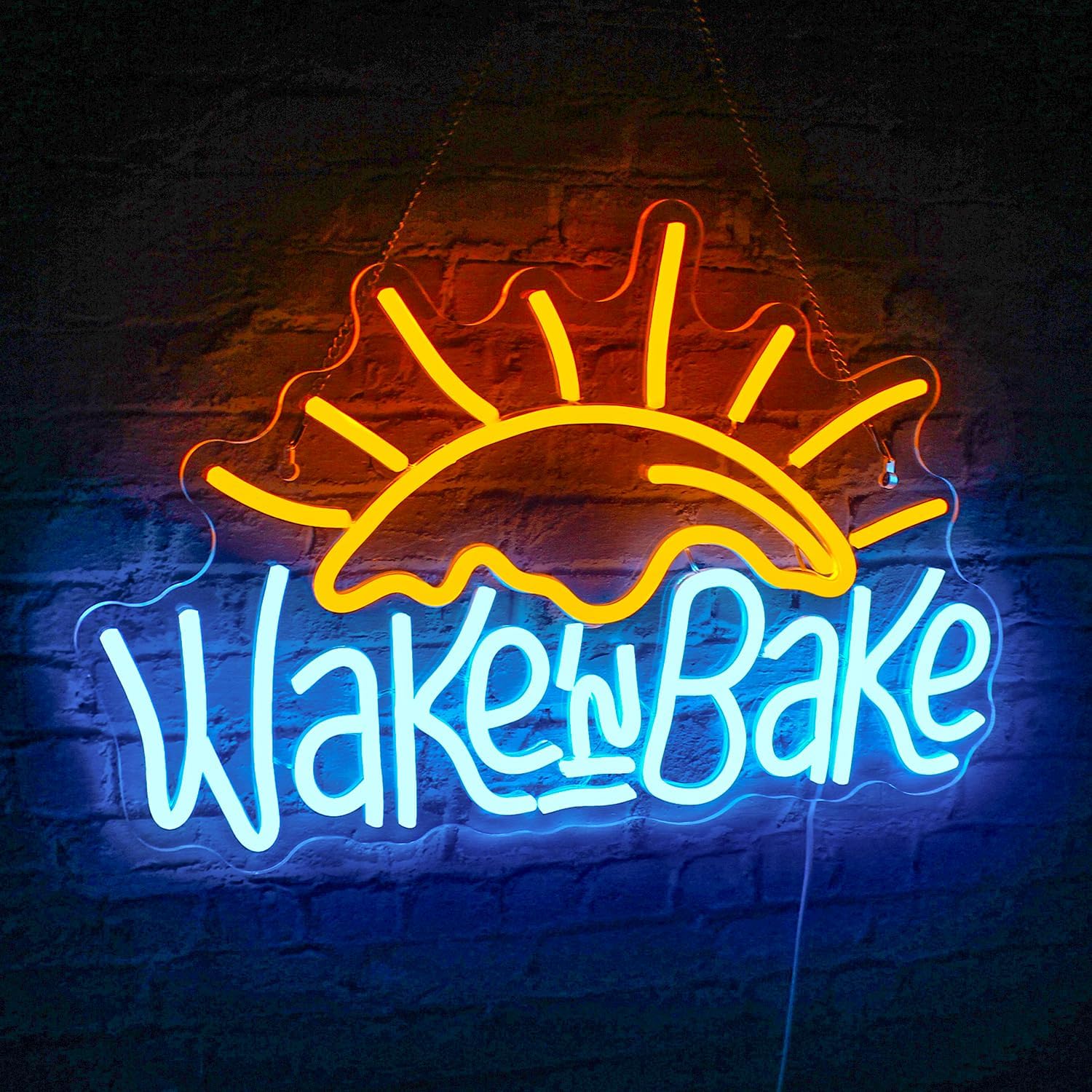 Wake in Bake Neon Signs Yellow Blue LED Neon Signs for Wall Decor - Image 4